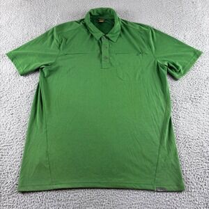 Eddie Bauer Polo Shirt Mens Large Tall LT Green Short Sleeve Golf Travex Pocket